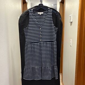 Sleeveless Navy & White Dot Tiered Dress